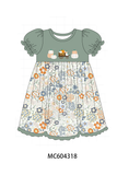 Green pumpkin french knot dress Aaria Tees