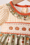 Vintage pumpkin smocked ruffle bubble - Aaria Tees Aaria Tees