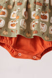 Vintage pumpkin smocked ruffle bubble - Aaria Tees Aaria Tees