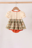 Vintage pumpkin smocked ruffle bubble - Aaria Tees Aaria Tees