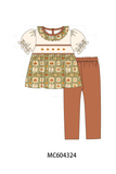 Vintage pumpkin smocked ruffle pants set Aaria Tees
