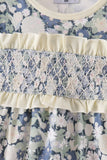 Vintage Floral Smocked Ruffle Bubble Aaria Tees