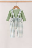 Sage plaid 2pc romper set Aaria Tees