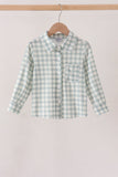 Sage plaid pocket button down shirt Aaria Tees