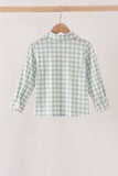 Sage plaid pocket button down shirt Aaria Tees