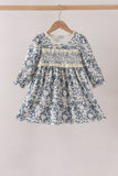Vintage Floral Smocked Ruffle Dress Aaria Tees