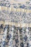 Vintage Floral Smocked Ruffle Dress Aaria Tees