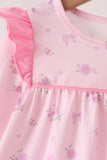 Pink floral bow ruffle bloomer set - Aaria Tees Aaria Tees