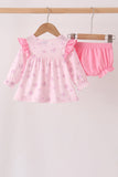 Pink floral bow ruffle bloomer set - Aaria Tees Aaria Tees