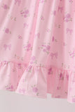 Pink floral bow ruffle dress - Aaria Tees Aaria Tees