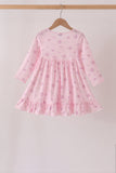 Pink floral bow ruffle dress - Aaria Tees Aaria Tees