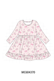 Pink floral bow ruffle dress Aaria Tees