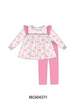 Pink floral bow ruffle pants set Aaria Tees