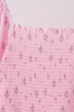 Pink Floral Bow Smocked mom dress - Aaria Tees Aaria Tees