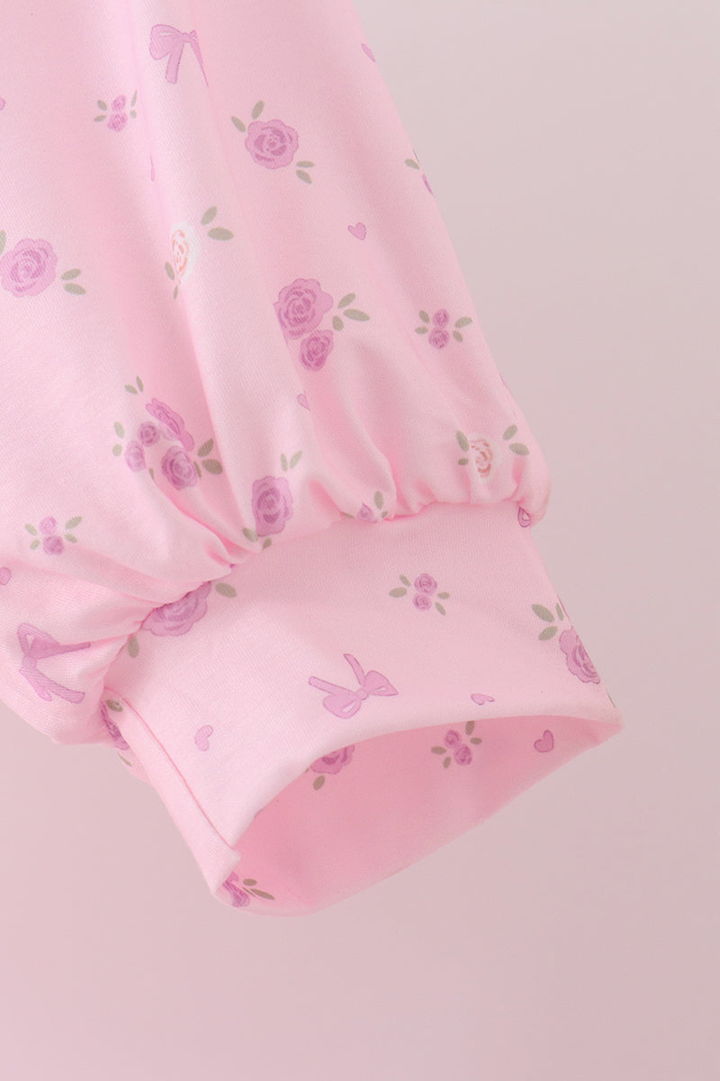 Pink Floral Bow Smocked mom dress - Aaria Tees Aaria Tees