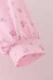 Pink Floral Bow Smocked mom dress - Aaria Tees Aaria Tees