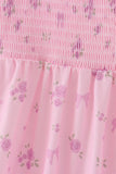 Pink Floral Bow Smocked mom dress - Aaria Tees Aaria Tees
