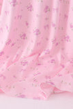 Pink Floral Bow Smocked mom dress - Aaria Tees Aaria Tees