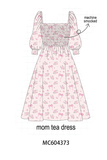 Pink Floral Bow Smocked mom dress Aaria Tees