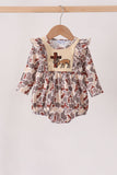 Khaki camoufalge cross deer embroidery ruffle bubble - Aaria Tees Aaria Tees