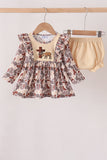 Khaki camoufalge cross deer embroidery ruffle bloomer set - Aaria Tees Aaria Tees