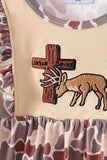 Khaki camoufalge cross deer embroidery ruffle bloomer set - Aaria Tees Aaria Tees