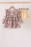 Khaki camoufalge cross deer embroidery ruffle bloomer set - Aaria Tees Aaria Tees