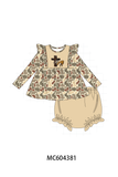Khaki camoufalge cross deer embroidery ruffle bloomer set Aaria Tees