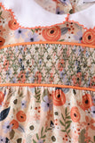 Coral floral smocked bubble Aaria Tees
