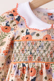 Coral floral smocked bloomer set Aaria Tees