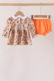 Coral floral smocked bloomer set Aaria Tees