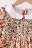 Coral floral smocked dress Aaria Tees