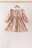 Coral floral smocked dress Aaria Tees