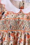 Coral floral smocked pants set Aaria Tees
