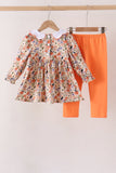 Coral floral smocked pants set Aaria Tees