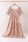 Coral floral tiered mom dress Aaria Tees