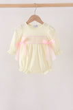 Cream smocked bow bubble - Aaria Tees Aaria Tees