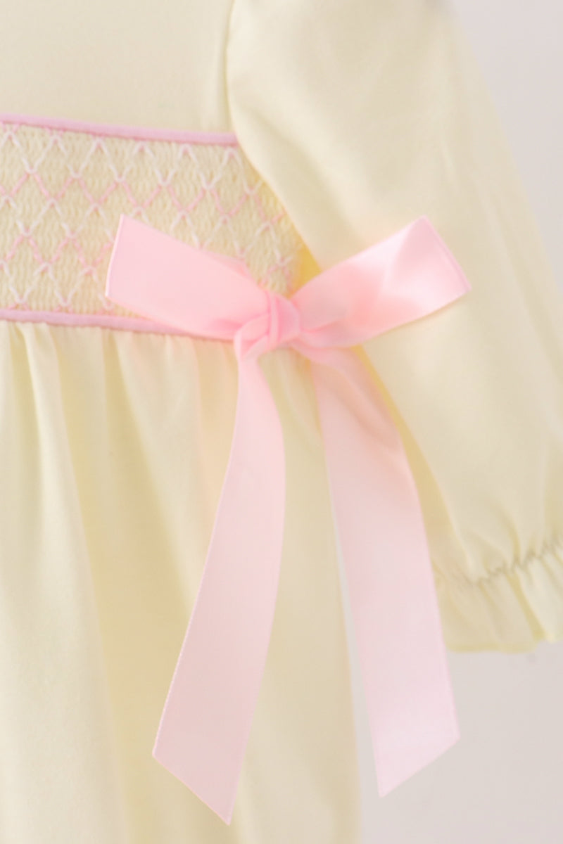 Cream smocked bow bubble - Aaria Tees Aaria Tees
