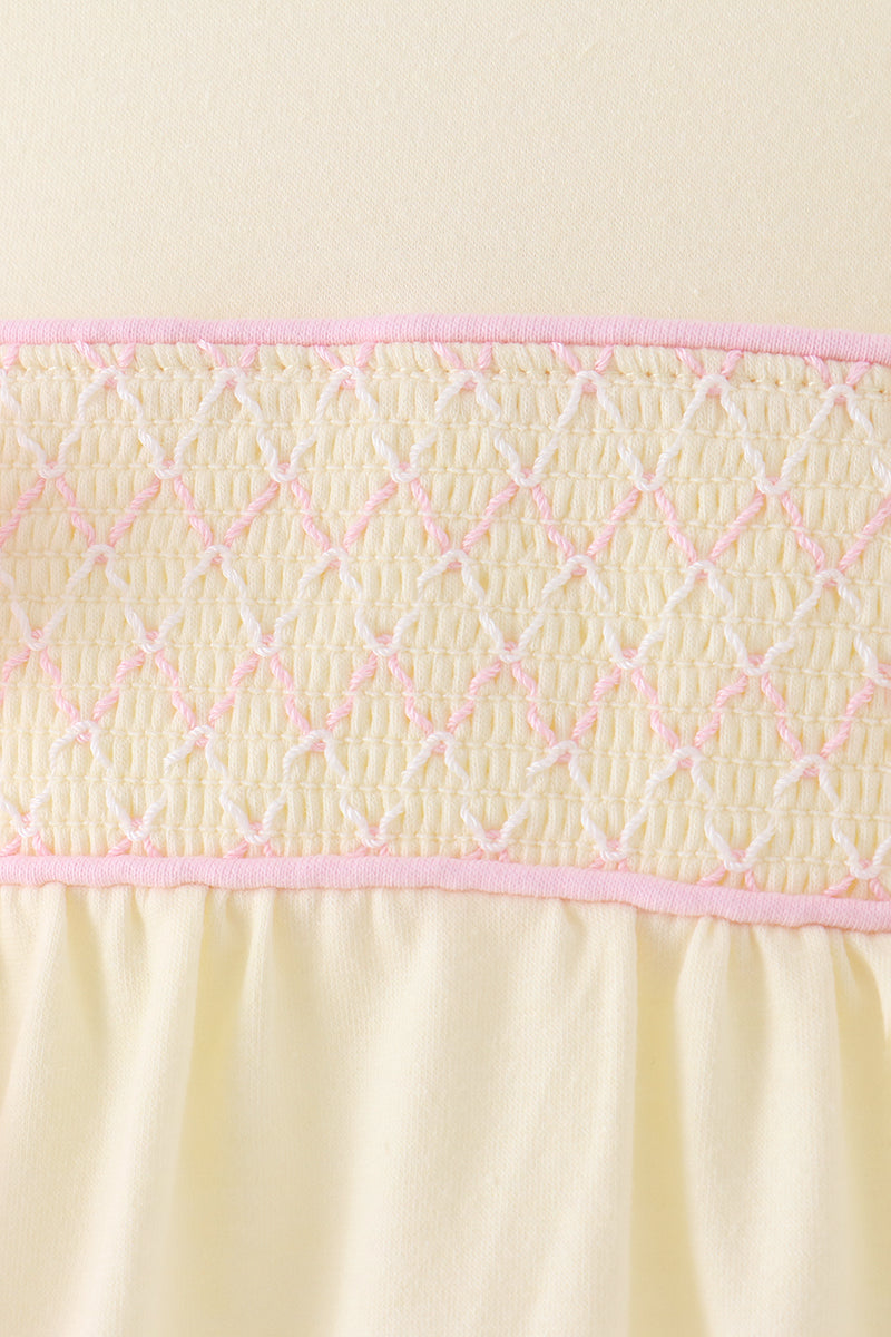 Cream smocked bow bubble - Aaria Tees Aaria Tees