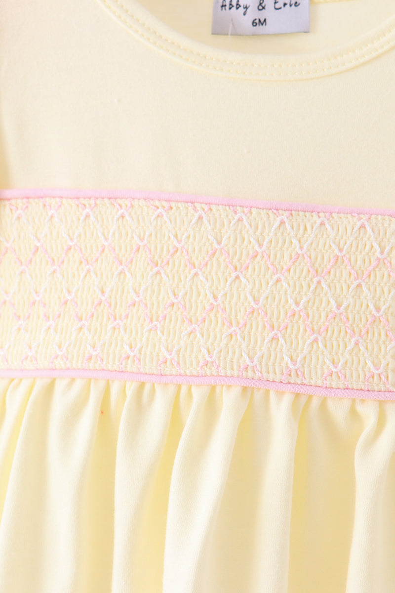 Cream smocked bow bloomer set - Aaria Tees Aaria Tees