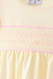 Cream smocked bow bloomer set - Aaria Tees Aaria Tees