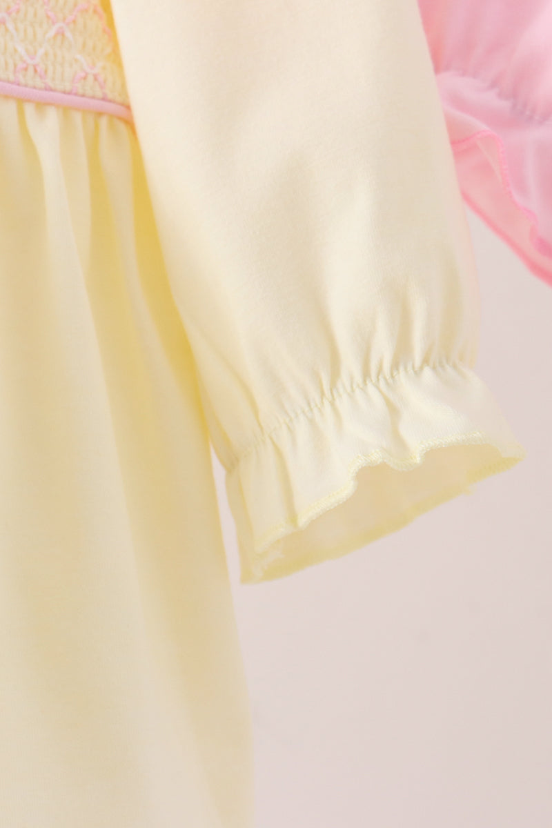 Cream smocked bow bloomer set - Aaria Tees Aaria Tees