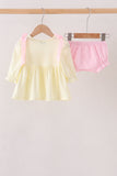 Cream smocked bow bloomer set - Aaria Tees Aaria Tees