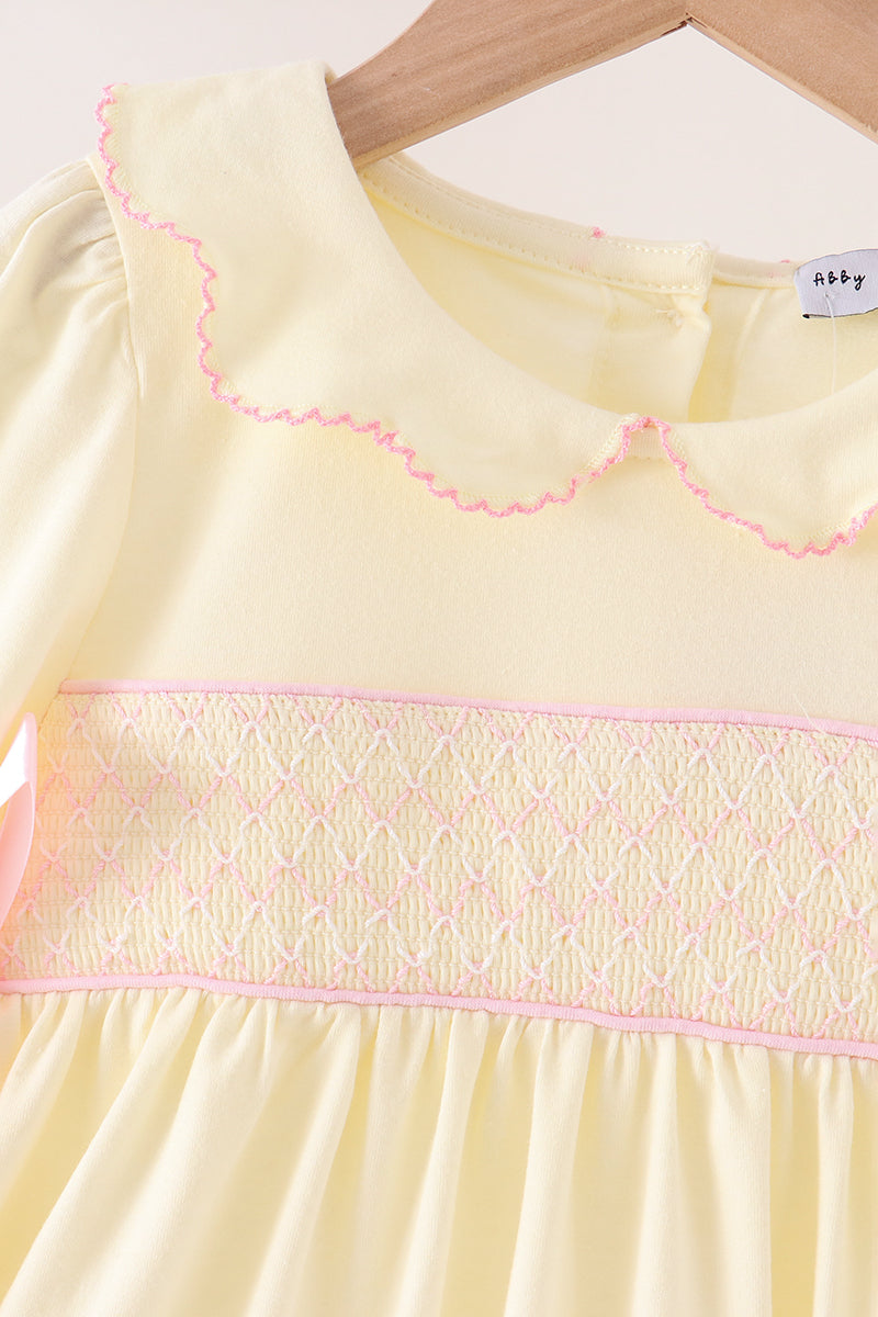 Cream smocked bow dress - Aaria Tees Aaria Tees