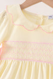 Cream smocked bow dress - Aaria Tees Aaria Tees