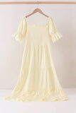 Cream smocked mom tiered dress - Aaria Tees Aaria Tees