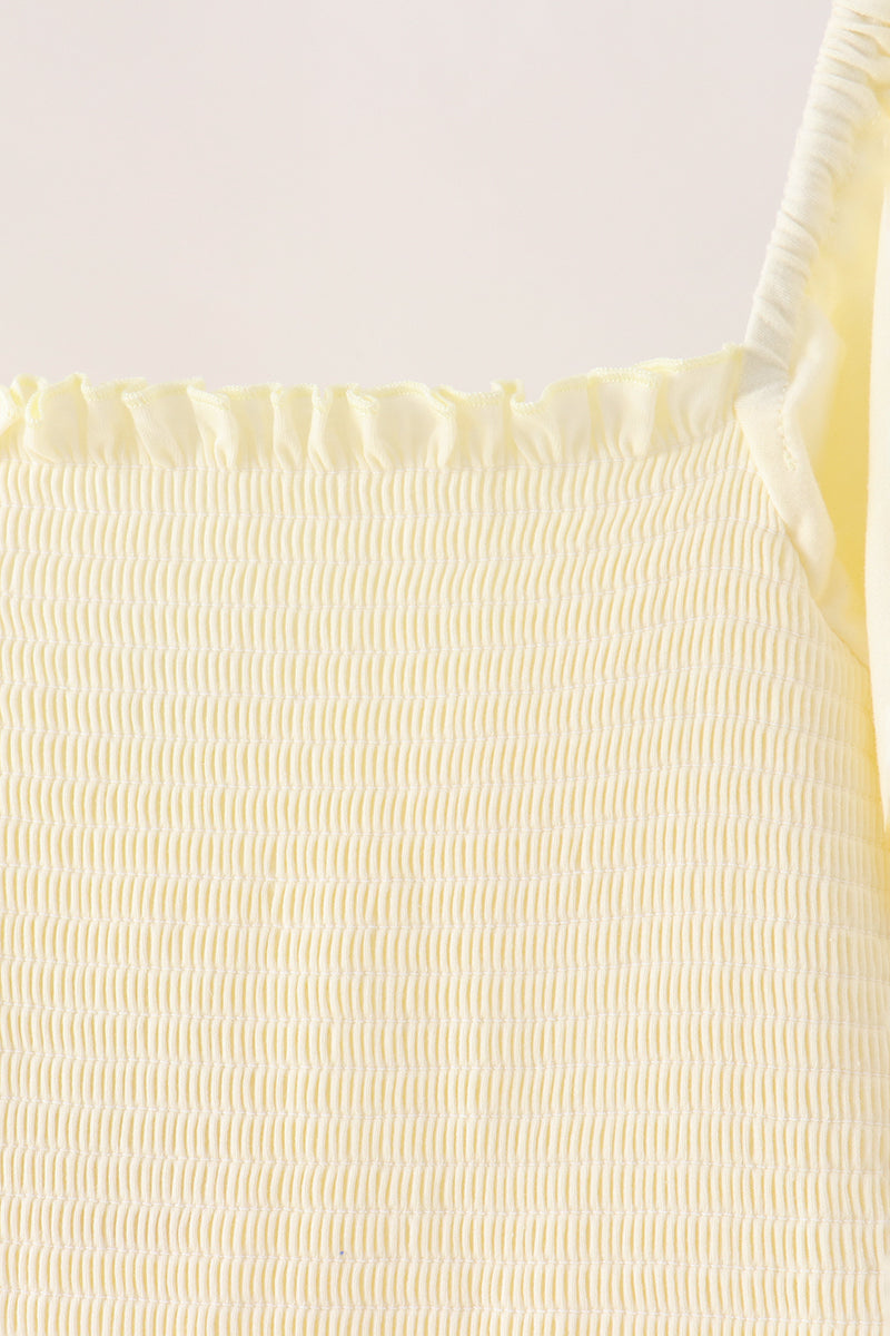 Cream smocked mom tiered dress - Aaria Tees Aaria Tees