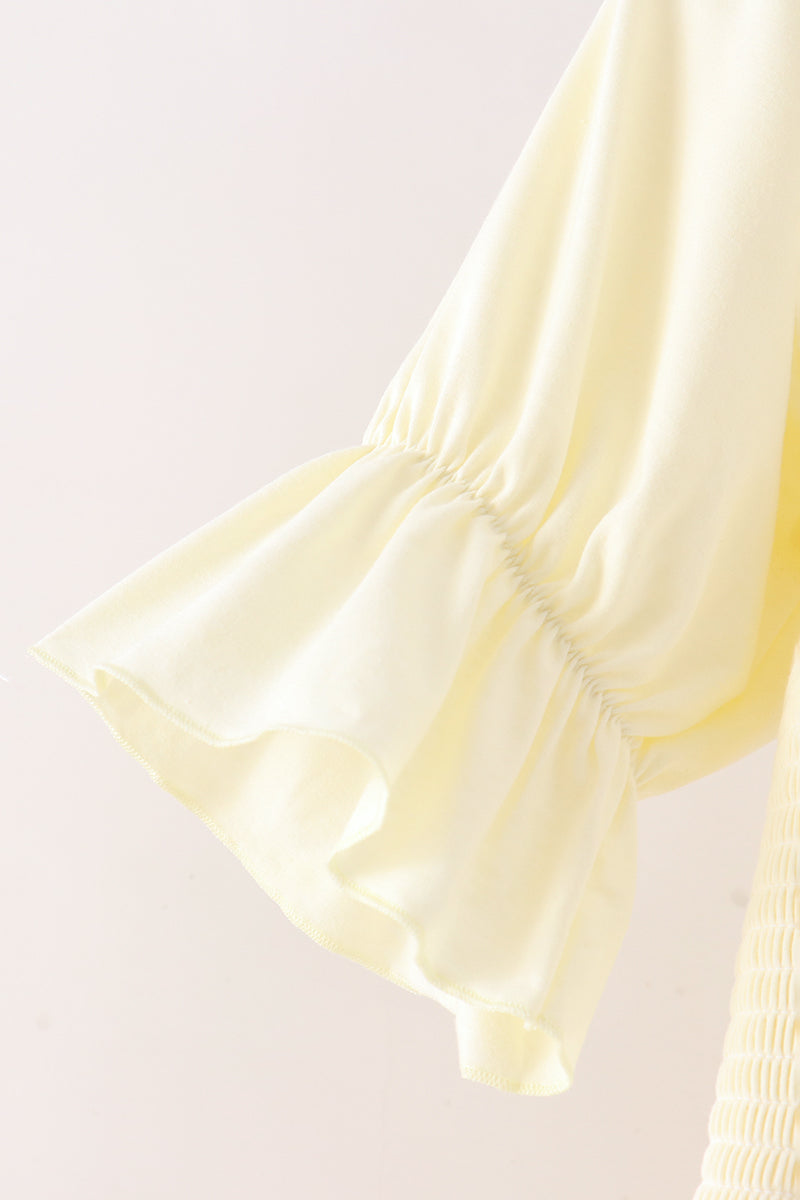Cream smocked mom tiered dress - Aaria Tees Aaria Tees