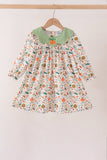 Sage pumpkin embroidery leaves dress Aaria Tees