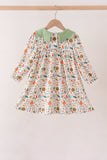 Sage pumpkin embroidery leaves dress Aaria Tees